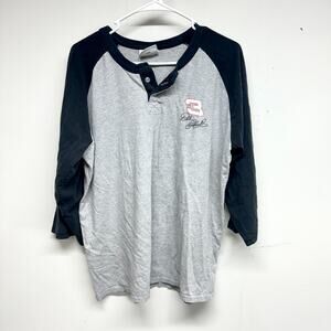 Dale Earnhardt Mens 3/4 sleeve Grey & Black Henley Shirt Size Small